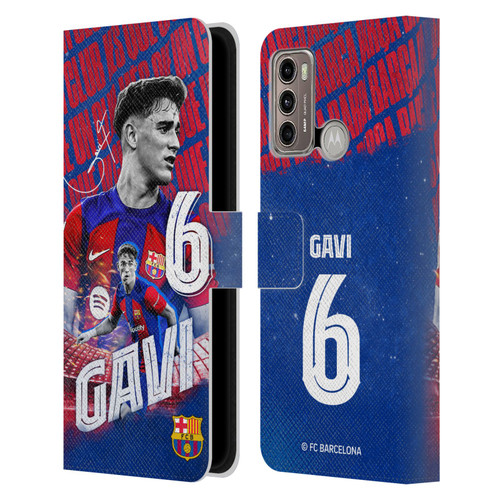 FC Barcelona 2023/24 First Team Gavi Leather Book Wallet Case Cover For Motorola Moto G60 / Moto G40 Fusion