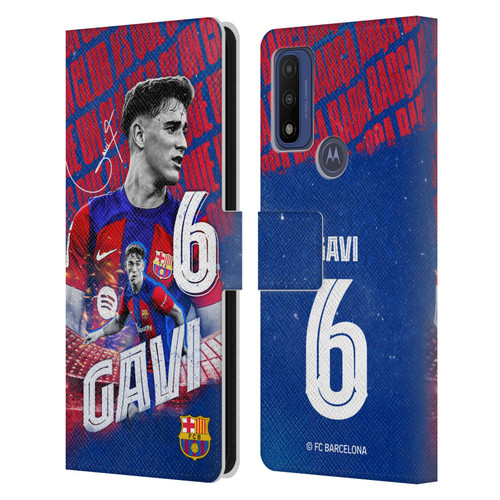 FC Barcelona 2023/24 First Team Gavi Leather Book Wallet Case Cover For Motorola G Pure