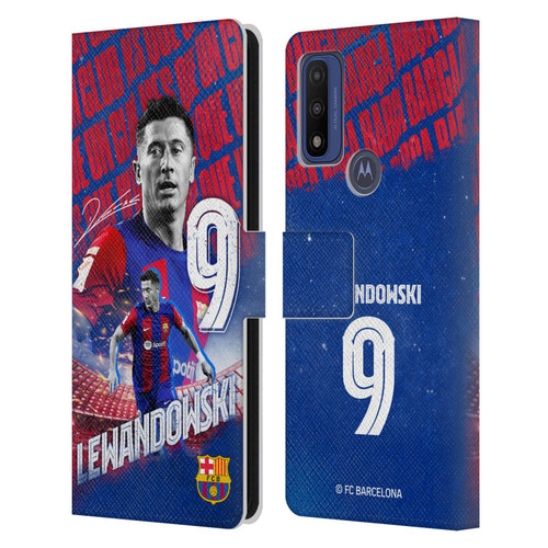 FC Barcelona 2023/24 First Team Robert Lewandowski Leather Book Wallet Case Cover For Motorola G Pure