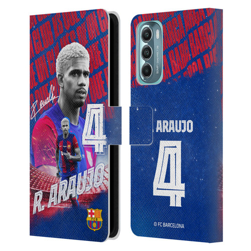 FC Barcelona 2023/24 First Team Ronald Araújo Leather Book Wallet Case Cover For Motorola Moto G Stylus 5G (2022)