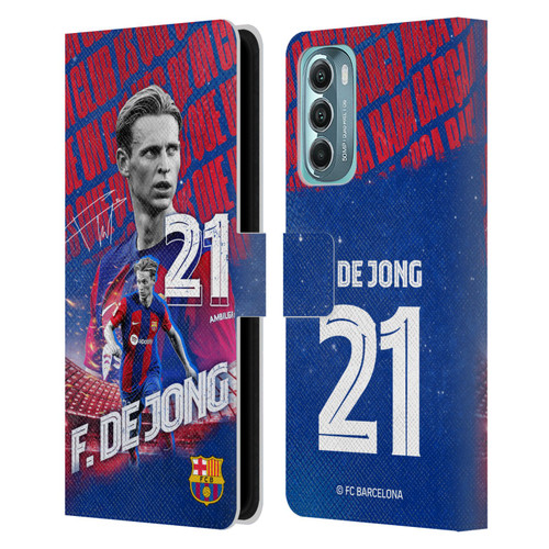 FC Barcelona 2023/24 First Team Frenkie de Jong Leather Book Wallet Case Cover For Motorola Moto G Stylus 5G (2022)