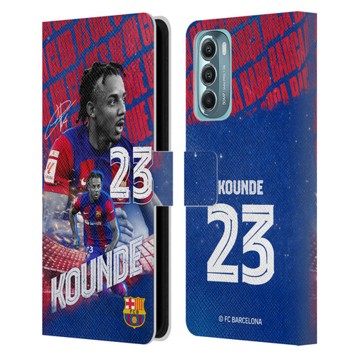 FC Barcelona 2023/24 First Team Jules Koundé Leather Book Wallet Case Cover For Motorola Moto G Stylus 5G (2022)