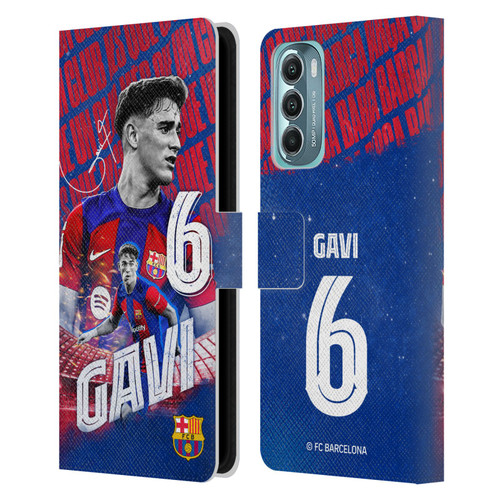 FC Barcelona 2023/24 First Team Gavi Leather Book Wallet Case Cover For Motorola Moto G Stylus 5G (2022)