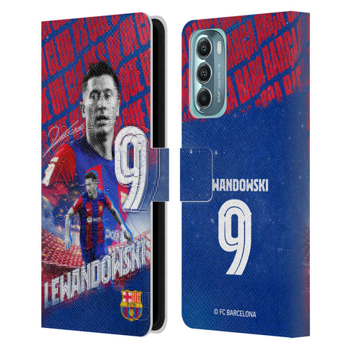 FC Barcelona 2023/24 First Team Robert Lewandowski Leather Book Wallet Case Cover For Motorola Moto G Stylus 5G (2022)