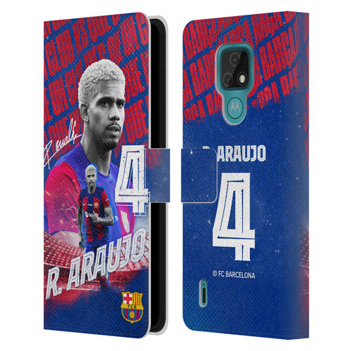 FC Barcelona 2023/24 First Team Ronald Araújo Leather Book Wallet Case Cover For Motorola Moto E7