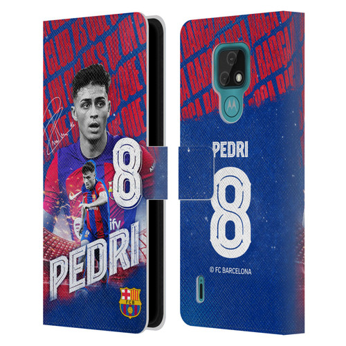 FC Barcelona 2023/24 First Team Pedri Leather Book Wallet Case Cover For Motorola Moto E7