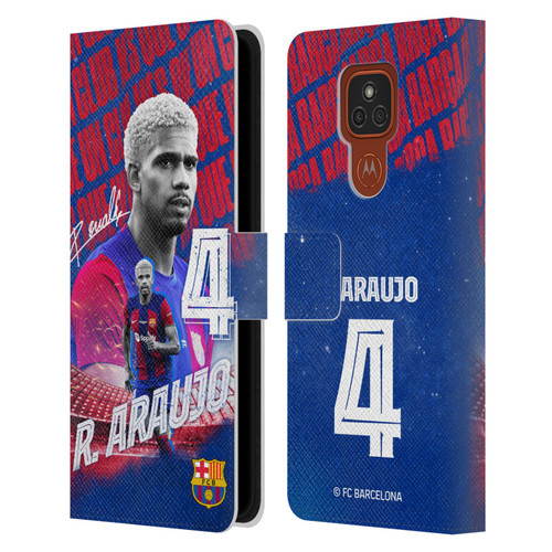 FC Barcelona 2023/24 First Team Ronald Araújo Leather Book Wallet Case Cover For Motorola Moto E7 Plus