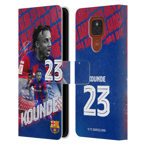FC Barcelona 2023/24 First Team Jules Koundé Leather Book Wallet Case Cover For Motorola Moto E7 Plus