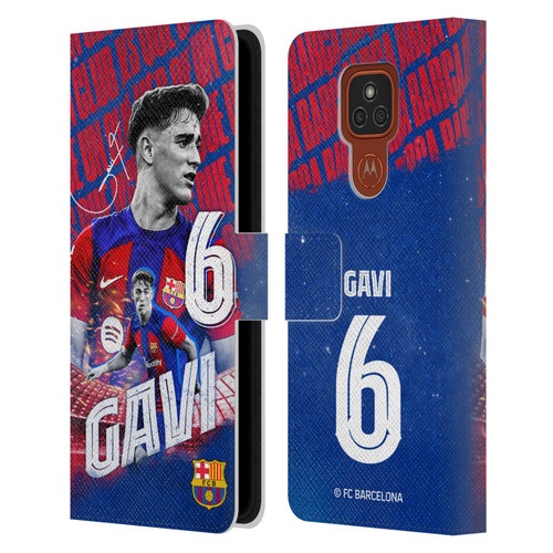 FC Barcelona 2023/24 First Team Gavi Leather Book Wallet Case Cover For Motorola Moto E7 Plus