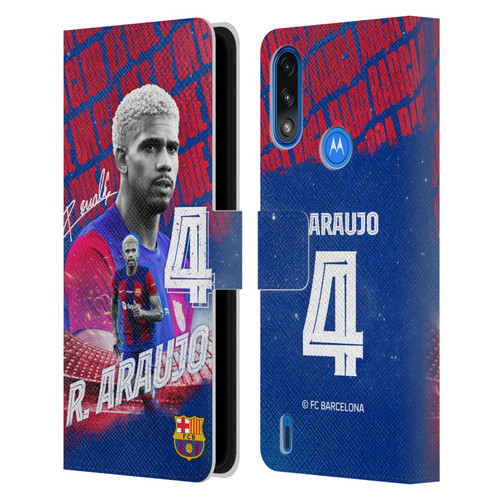 FC Barcelona 2023/24 First Team Ronald Araújo Leather Book Wallet Case Cover For Motorola Moto E7 Power / Moto E7i Power