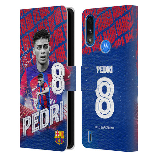 FC Barcelona 2023/24 First Team Pedri Leather Book Wallet Case Cover For Motorola Moto E7 Power / Moto E7i Power