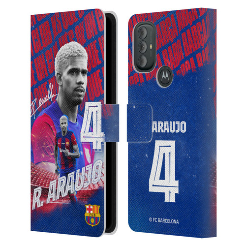 FC Barcelona 2023/24 First Team Ronald Araújo Leather Book Wallet Case Cover For Motorola Moto G10 / Moto G20 / Moto G30