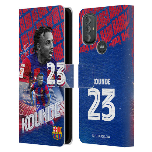 FC Barcelona 2023/24 First Team Jules Koundé Leather Book Wallet Case Cover For Motorola Moto G10 / Moto G20 / Moto G30