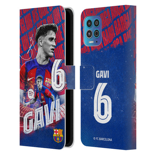 FC Barcelona 2023/24 First Team Gavi Leather Book Wallet Case Cover For Motorola Moto G100