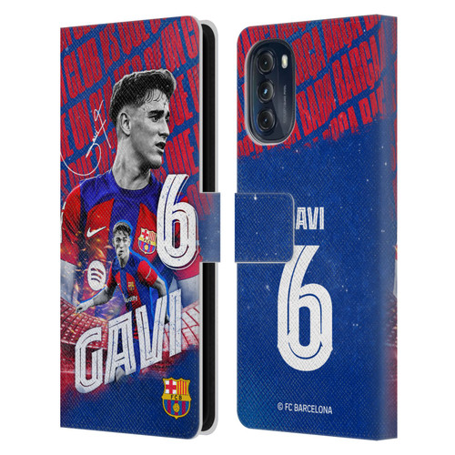 FC Barcelona 2023/24 First Team Gavi Leather Book Wallet Case Cover For Motorola Moto G (2022)