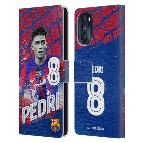 FC Barcelona 2023/24 First Team Pedri Leather Book Wallet Case Cover For Motorola Moto G (2022)