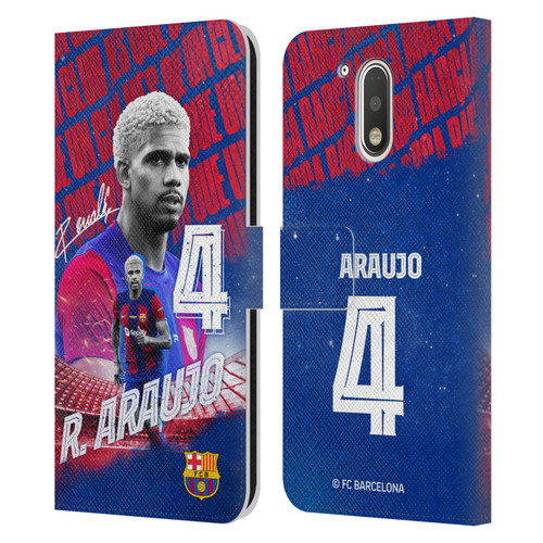 FC Barcelona 2023/24 First Team Ronald Araújo Leather Book Wallet Case Cover For Motorola Moto G41