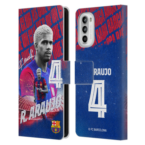 FC Barcelona 2023/24 First Team Ronald Araújo Leather Book Wallet Case Cover For Motorola Moto G52