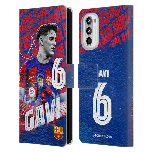 FC Barcelona 2023/24 First Team Gavi Leather Book Wallet Case Cover For Motorola Moto G52