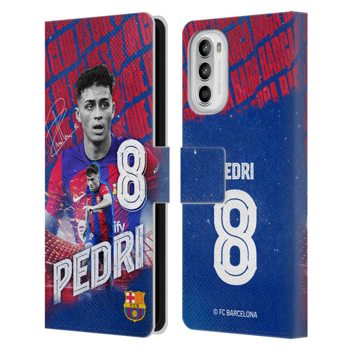 FC Barcelona 2023/24 First Team Pedri Leather Book Wallet Case Cover For Motorola Moto G52