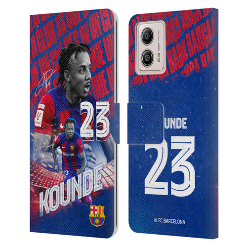 FC Barcelona 2023/24 First Team Jules Koundé Leather Book Wallet Case Cover For Motorola Moto G53 5G