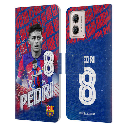 FC Barcelona 2023/24 First Team Pedri Leather Book Wallet Case Cover For Motorola Moto G53 5G