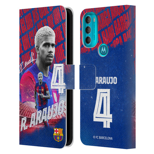 FC Barcelona 2023/24 First Team Ronald Araújo Leather Book Wallet Case Cover For Motorola Moto G71 5G