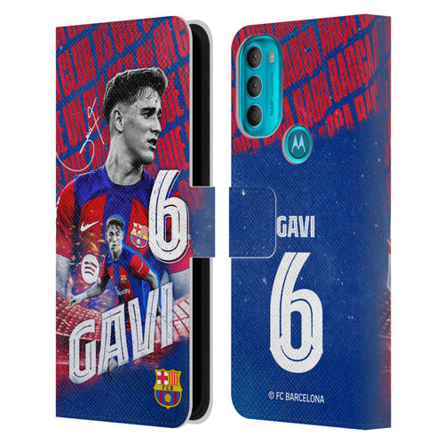 FC Barcelona 2023/24 First Team Gavi Leather Book Wallet Case Cover For Motorola Moto G71 5G