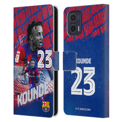 FC Barcelona 2023/24 First Team Jules Koundé Leather Book Wallet Case Cover For Motorola Moto G73 5G