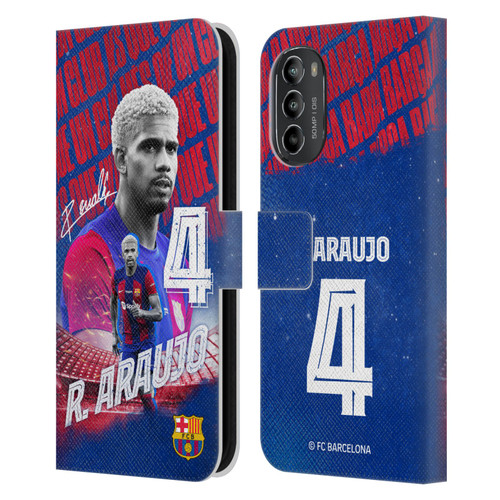 FC Barcelona 2023/24 First Team Ronald Araújo Leather Book Wallet Case Cover For Motorola Moto G82 5G