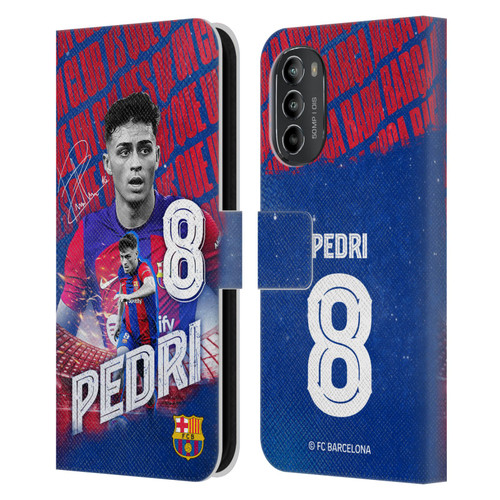 FC Barcelona 2023/24 First Team Pedri Leather Book Wallet Case Cover For Motorola Moto G82 5G