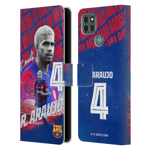 FC Barcelona 2023/24 First Team Ronald Araújo Leather Book Wallet Case Cover For Motorola Moto G9 Power