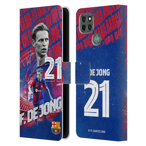 FC Barcelona 2023/24 First Team Frenkie de Jong Leather Book Wallet Case Cover For Motorola Moto G9 Power