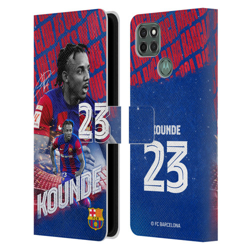 FC Barcelona 2023/24 First Team Jules Koundé Leather Book Wallet Case Cover For Motorola Moto G9 Power