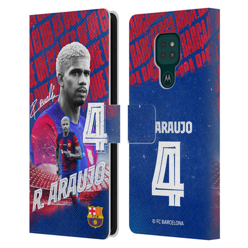 FC Barcelona 2023/24 First Team Ronald Araújo Leather Book Wallet Case Cover For Motorola Moto G9 Play