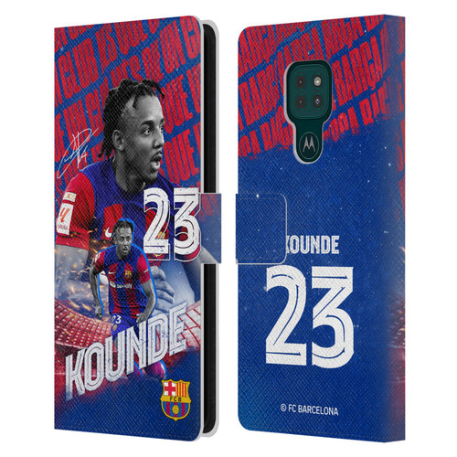 FC Barcelona 2023/24 First Team Jules Koundé Leather Book Wallet Case Cover For Motorola Moto G9 Play