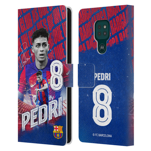 FC Barcelona 2023/24 First Team Pedri Leather Book Wallet Case Cover For Motorola Moto G9 Play