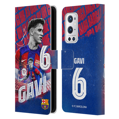 FC Barcelona 2023/24 First Team Gavi Leather Book Wallet Case Cover For OnePlus 9 Pro