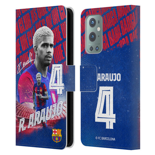 FC Barcelona 2023/24 First Team Ronald Araújo Leather Book Wallet Case Cover For OnePlus 9