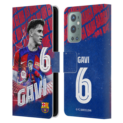 FC Barcelona 2023/24 First Team Gavi Leather Book Wallet Case Cover For OnePlus 9