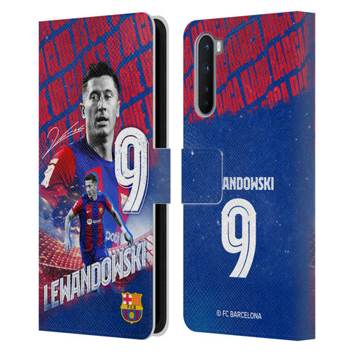 FC Barcelona 2023/24 First Team Robert Lewandowski Leather Book Wallet Case Cover For OnePlus Nord 5G