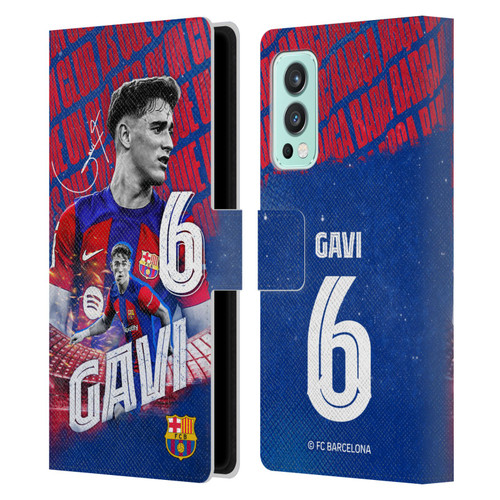 FC Barcelona 2023/24 First Team Gavi Leather Book Wallet Case Cover For OnePlus Nord 2 5G