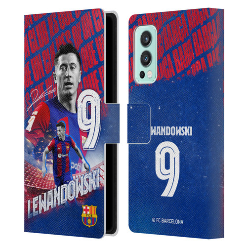 FC Barcelona 2023/24 First Team Robert Lewandowski Leather Book Wallet Case Cover For OnePlus Nord 2 5G