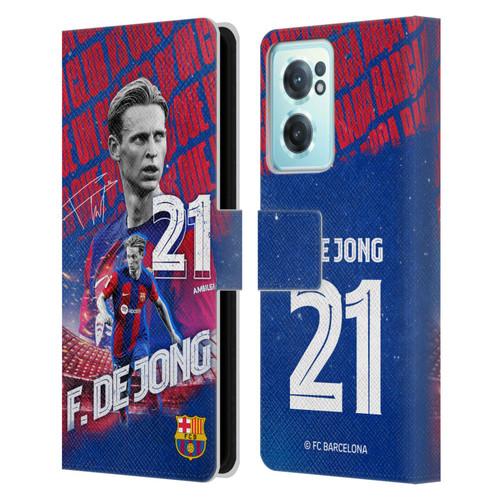 FC Barcelona 2023/24 First Team Frenkie de Jong Leather Book Wallet Case Cover For OnePlus Nord CE 2 5G