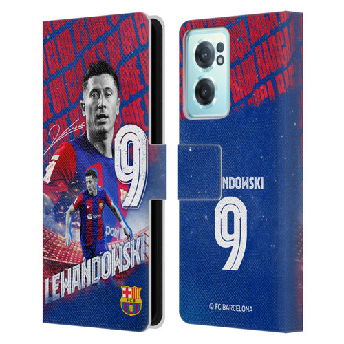 FC Barcelona 2023/24 First Team Robert Lewandowski Leather Book Wallet Case Cover For OnePlus Nord CE 2 5G