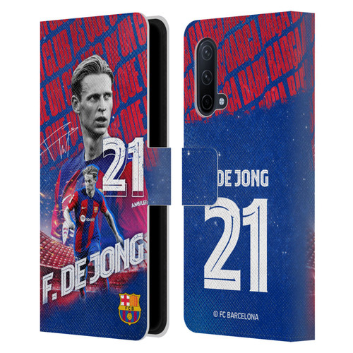 FC Barcelona 2023/24 First Team Frenkie de Jong Leather Book Wallet Case Cover For OnePlus Nord CE 5G