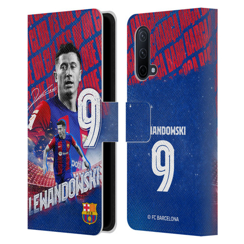 FC Barcelona 2023/24 First Team Robert Lewandowski Leather Book Wallet Case Cover For OnePlus Nord CE 5G