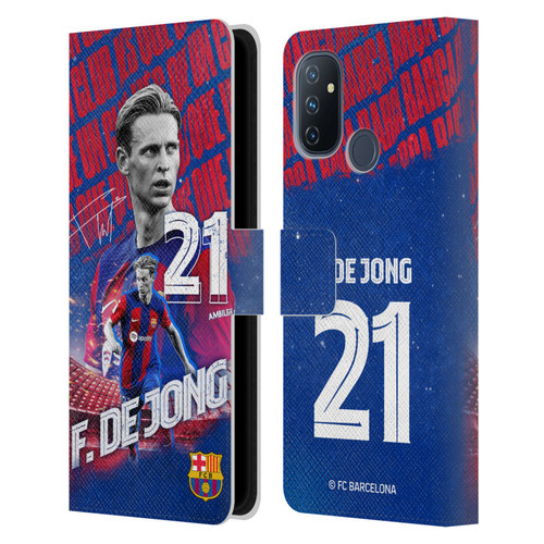 FC Barcelona 2023/24 First Team Frenkie de Jong Leather Book Wallet Case Cover For OnePlus Nord N100