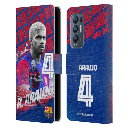 FC Barcelona 2023/24 First Team Ronald Araújo Leather Book Wallet Case Cover For OPPO Find X3 Neo / Reno5 Pro+ 5G