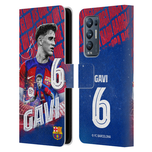 FC Barcelona 2023/24 First Team Gavi Leather Book Wallet Case Cover For OPPO Find X3 Neo / Reno5 Pro+ 5G